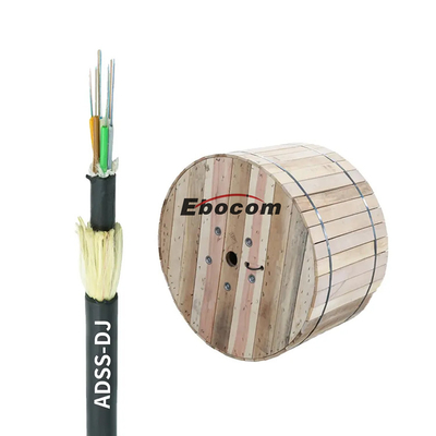 Hoogsnelheid ADSS glasvezel kabel buitenshuis g652d 24 kern spanningen single mode span 300 Aramid garen dubbele PE jas