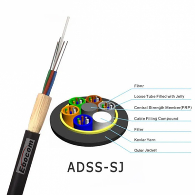 Wereldwijde hot selling ADSS fiber optica kabel buiten g652d 16 kern hilos single mode span 200 Aramid garen single PE jas