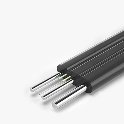 Outdoor Drop Fiber Optic Cable GJYXCH G657A 4 Core Steel Messenger Black LSZH Jacket FTTH Overhead Installation