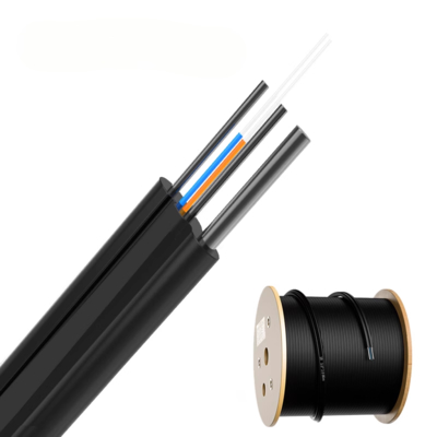 GJYXCH G652D 2-aderige dropvezelkabel binnen/buiten zwart LSZH-mantel FTTH luchtinstallatie