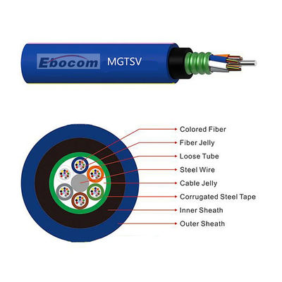 Flame Retardant Mining Fiber Cable MGTSV G652D 12 24 36 48 core Double Armoured for Communication